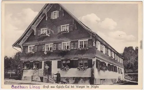 Wangen Gasthaus Lingg, Englofs-Tal Ansichtskarte b Ravensburg  1922