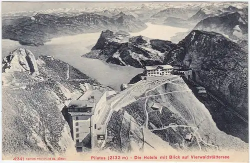 Luzern Lucerna Pilatus Hotels, Bahn Ansichtskarte 1915