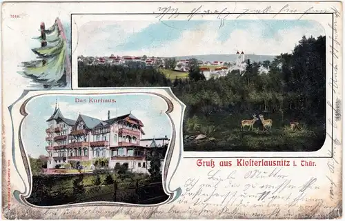 Ansichtskarte Bad Klosterlausnitz 2 Bild: Totale, Kurhaus 1907