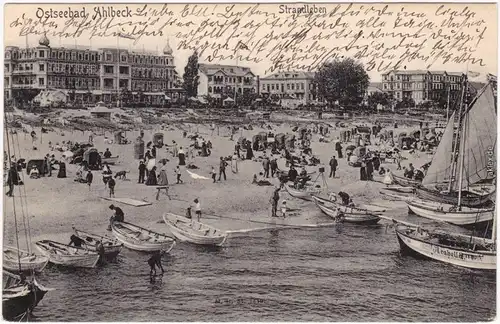 Ahlbeck (Usedom) Hotel, Strandleben Ansichtskarte b Swinemünde Heringsdorf 1905