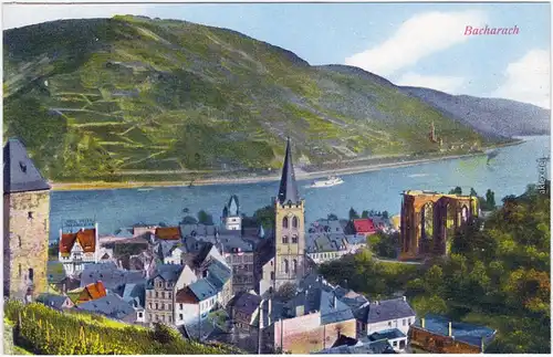 Ansichtskarte  Bacharach Blick auf die Stadt 1914