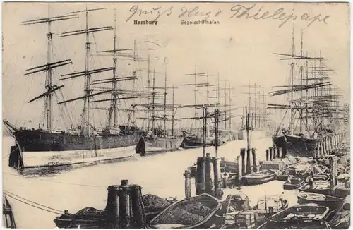 Hamburg Segelschiffhafen  Ansichtskarte  1914