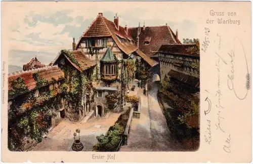 Ansichtskarte Eisenach Erster Hof - Wartburg, Künstlerkarte 1903