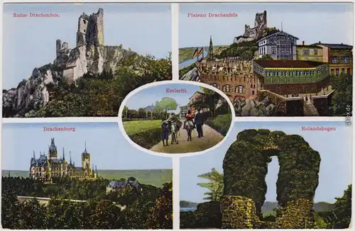 Königswinter  Eselritt, Rolandsbogen, Drachenfels u. Ruine, Drachenburg 1914