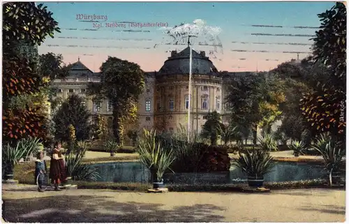 Würzburg Partie am Schloß - Parkseite Ansichtskarte  1914