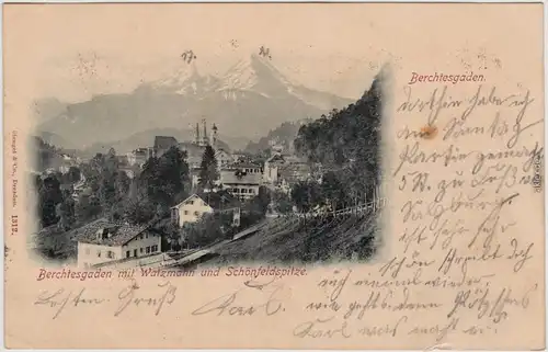 Berchtesgaden Stadtpartie Ansichtskarte 1897