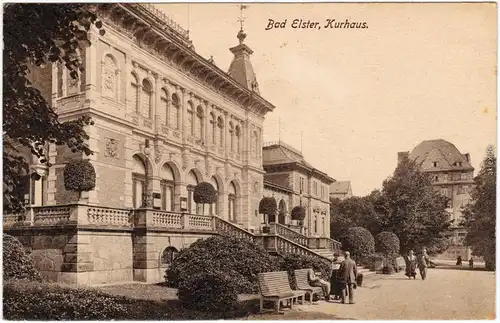 Ansichtskarte Bad Elster Partie am Kurhaus 1919