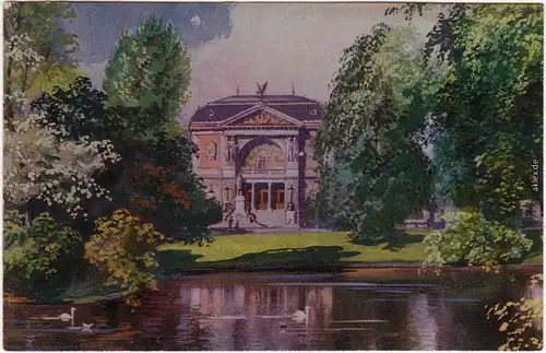 Ansichtskarte Düsseldorf Partie an der Kunsthalle 1915