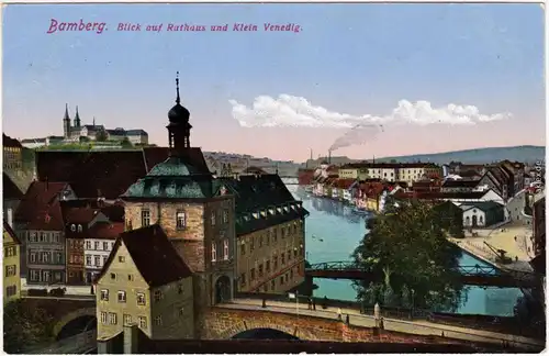 Ansichtskarte Bamberg Blick auf Rathaus und Klein-Venedig 1916