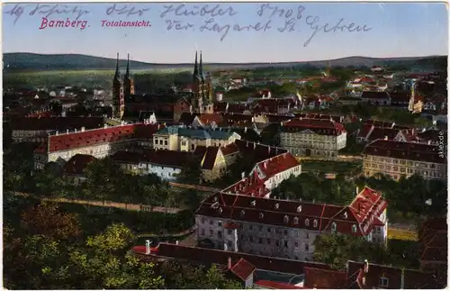 Ansichtskarte Bamberg Blick über die Dächer der Stadt 1916