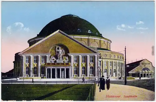 Ansichtskarte Hannover Partie an der Stadthalle 1914