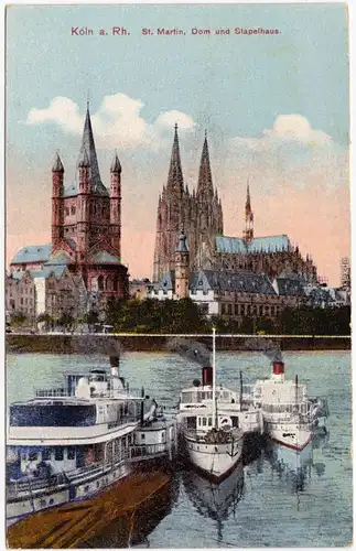 Ansichtskarte Köln Coellen /  Cöln Dampfer an der Anlegestelle 1914