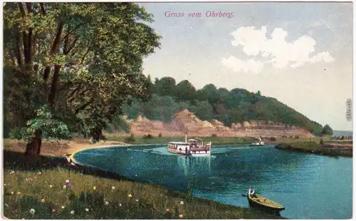 Hameln Gruss vom Ohrberg - Dampfer Ansichtskarte 1913 