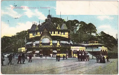 Ansichtskarte St. Pauli-Hamburg Fährhaus, Seewarte - belebt 1905