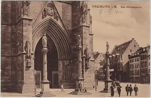 Freiburg im Breisgau Partie am Münsterportal 1917 