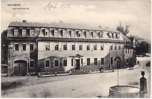 Weimar Straßenpartie am Goethemuseum Ansichtskarte  1922