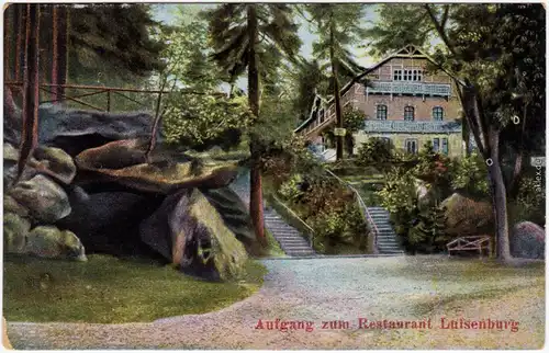 Luisenburg Wunsiedel (Fichtelgebirge) Aufgang zum Restaurant Luisenberg 1914
