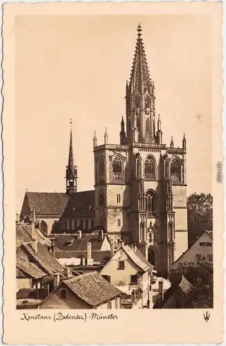 Konstanz Blick über die Dächer zum Münster  Foto Ansichtskarte  1941