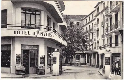 Ansichtskarte Lourdes Lorda Hotel Anvers  - Straße und uto 1965