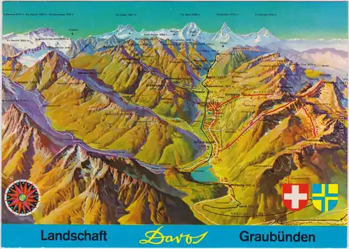 Davos Reliefkarte: Graubünden - Davos 1984