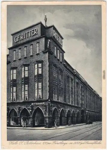 Ansichtskarte Halle (Saale) Ritterhaus - Leipzigerstraße 87/92 - Kaufhaus 1928