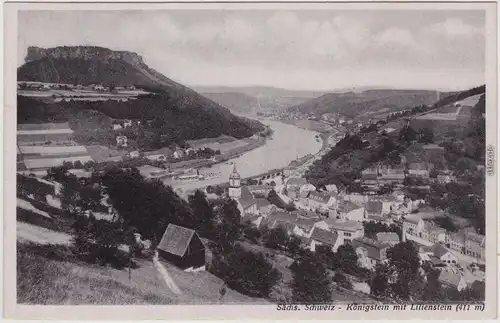 Königstein (Sächsische Schweiz) Panorama mit Lilienstein - Sächs. Schweiz 1940