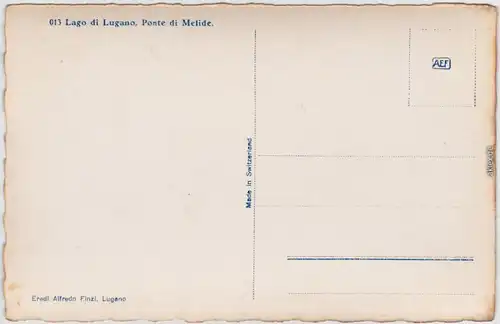 Melide Seedamm von Melide / Ponte di Melide / Ponte Diga 1930 