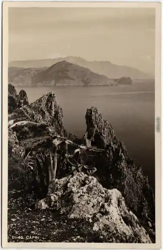 Capri Blick vom Felsen Foto Ansichtskarte Kampanien  1930