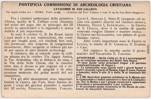 Rom Roma Calixtus-Katakombe Kallistus | Catacombe di San Callisto Karte 1930
