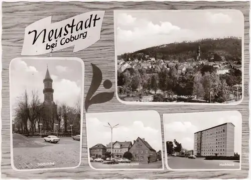 Neustadt Coburg Stadtkirche Alexandrinenplatz, Hochhaus, Blick vom Muppberg 1981