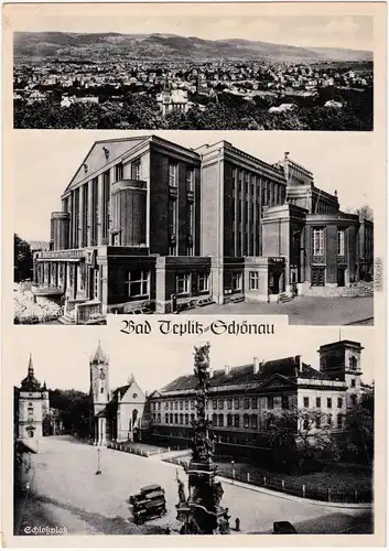 Teplitz - Schönau Teplice Theater, Schlossplatz, Panorama 1932