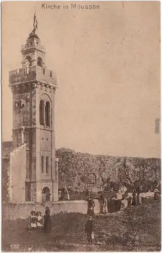 Moselbrück Pont-à-Mousson Menschen vor der Kirche Ansichtskarte 1915