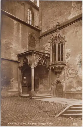 Foto Ansichtskarte  Wertheim Eingang - evangelische Kirche 1928