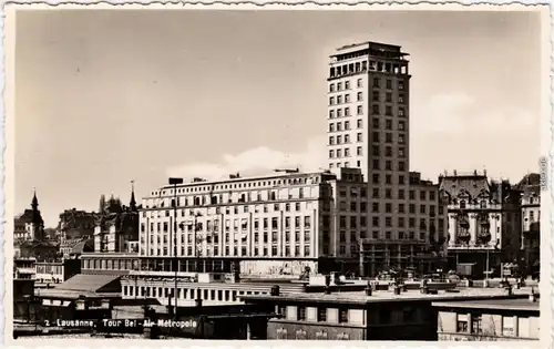 Foto Ansichtskarte Lausanne Tour Bel Air Metropole 1944