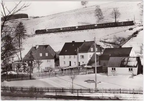 Schmalspurbahn Cranzahl Oberwiesenthal im Winter bei Neudorf 1975/1985