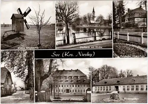 See Niesky Windmühle Teich Schule, Genesungsheim, Kindergarten, Dorfstraße 1973