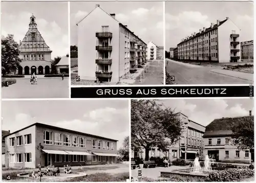 Foto Ansichtskarte Schkeuditz Rathaus, Neuer Weg, Oststraße, Marktplatz 1977