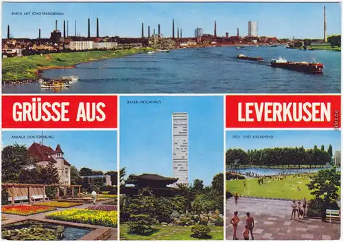 Leverkusen Panorama, Bayer-Hochhaus, Doktorsburg, Schwimmbad 1977 