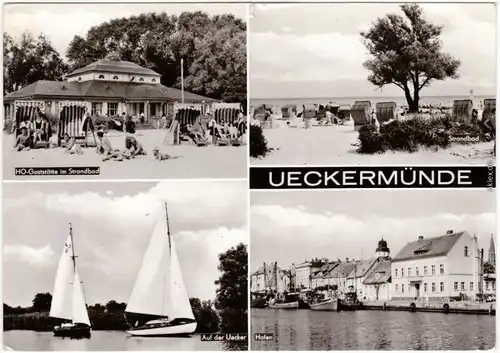 Ueckermünde Gaststätte, Strandbad, Hafen, Segelboote b Greifswald 1978
