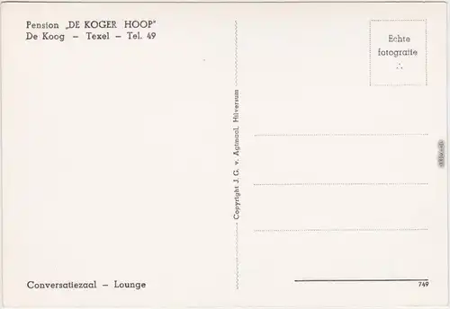 De Koog Texel Pension "De Koger Hoop": Conversatiezaal Lounge Nordholland 1932
