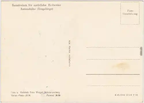 Antonshöhe Breitenbrunn (Erzgebirge) Sanatorium für natürliche Heilweise 1968