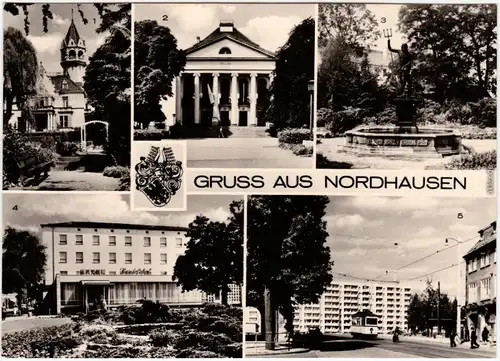 Nordhausen Meyenburgmuseum, Theater, Neptunbrunnen, Hotel, Rautenstraße 1975 