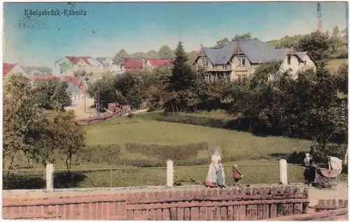 Königsbrück  Käbnitz, Villen und Familie Straße b Kamenz Ottendorf Okrilla 1923
