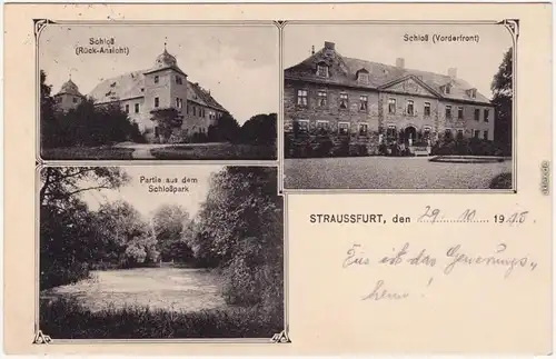 Straußfurt 3 Bild: Schloß und Schloßpark Ansichtskarte Sömmerda 1915