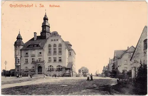 Großröhrsdorf Straßenpartie am Rathaus b Pulsnitz Radeberg 1926