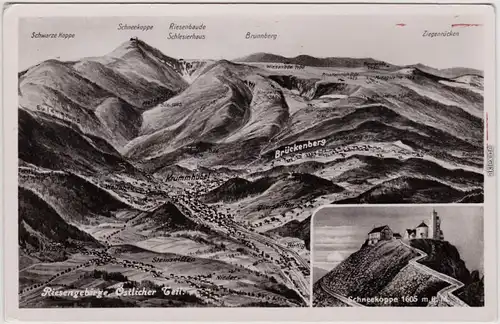 Krummhübel Karpacz Brückenberg  Landkarte und Schneekoppe 2 Bild 1929