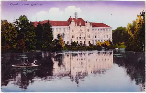 Littau Litovel Blick auf das Gymnasium b Olmütz Olmouc Ansichtskarte  1915