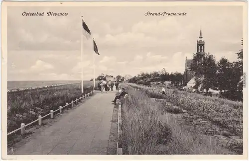 Berg Dievenow Dziwnów Strandpromenade - Kirche b Misdroy Cammin Wolin 1932