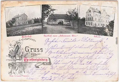 Großvoigtsberg Großschirma 3 Bild: Gasthof, Schule und Bahnhof 1899