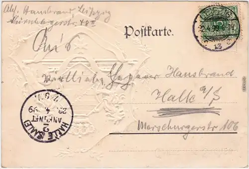 Ansichtskarte Heraldik - Patriotika Sachsen 1899 Prägekarte